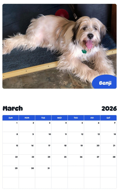 November 2025 - October 2026 Benji - Pawidols Pet Calendar