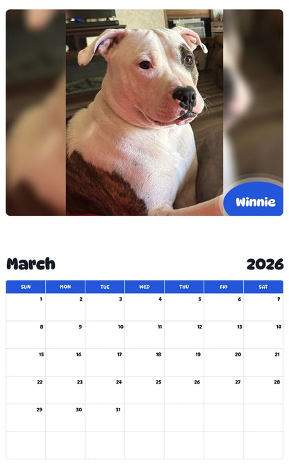 November 2025 - October 2026 Winnie - Pawidols Pet Calendar