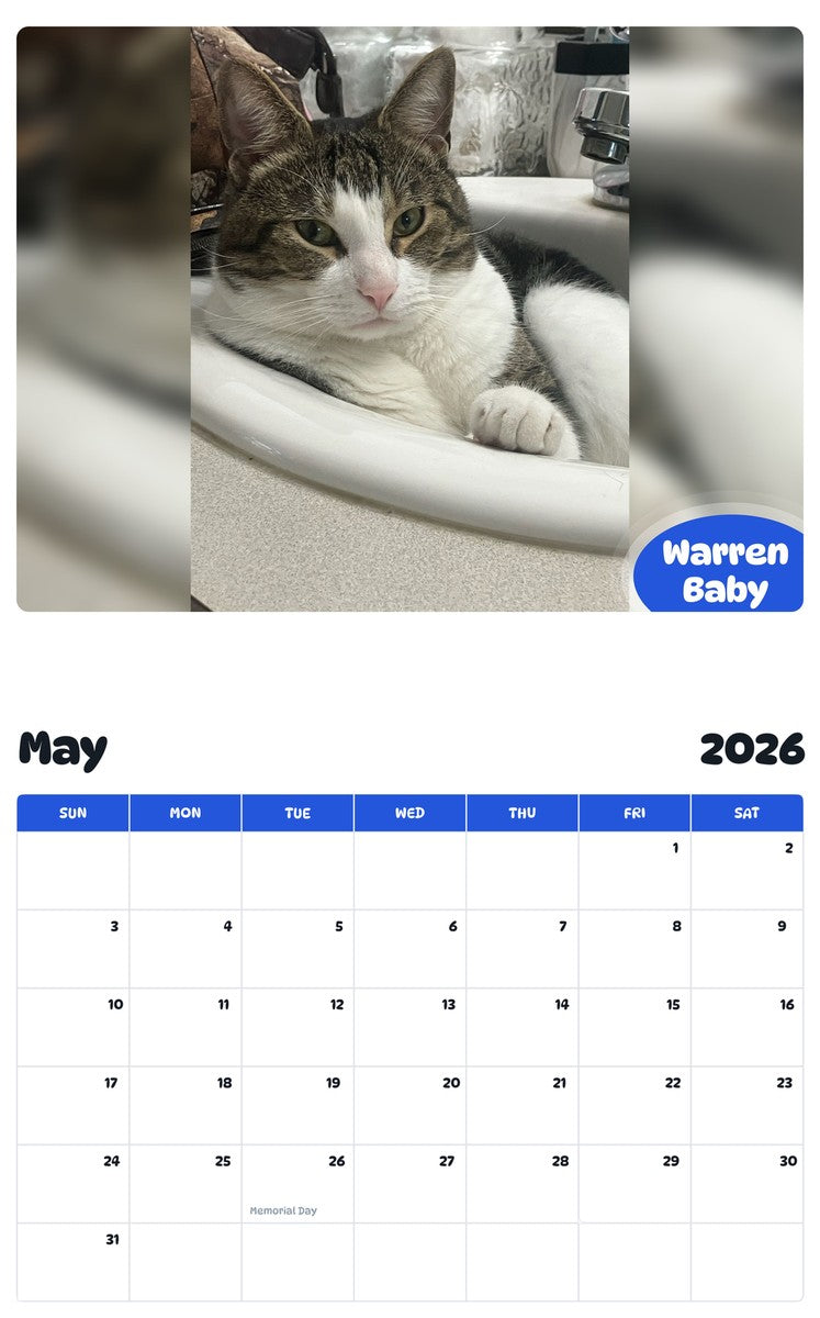 2026 - 2027 Warren Baby - Pawidols Pet Calendar