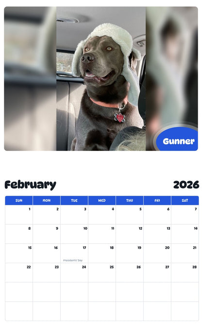 November 2025 - October 2026 Gunner - Pawidols Pet Calendar