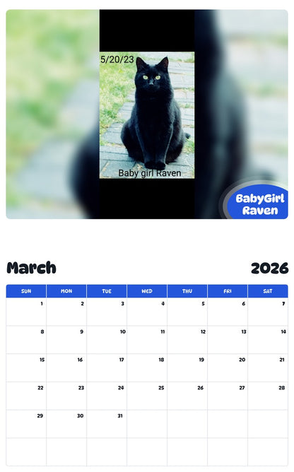 November 2025 - October 2026 BabyGirl Raven - Pawidols Pet Calendar