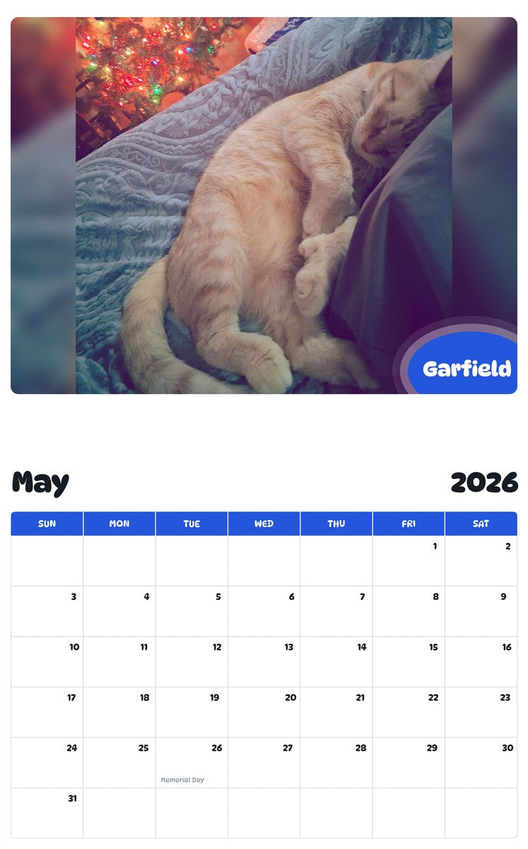 2026 - 2027 Garfield - Pawidols Pet Calendar