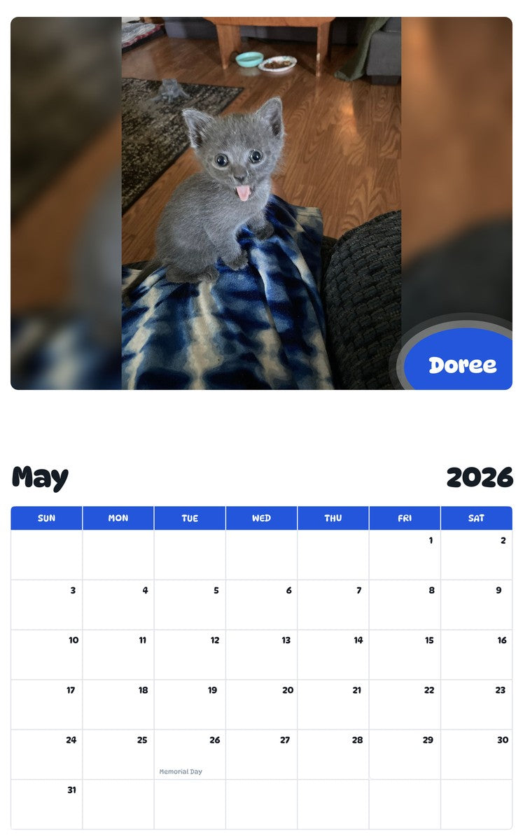 2026 - 2027 Doree - Pawidols Pet Calendar