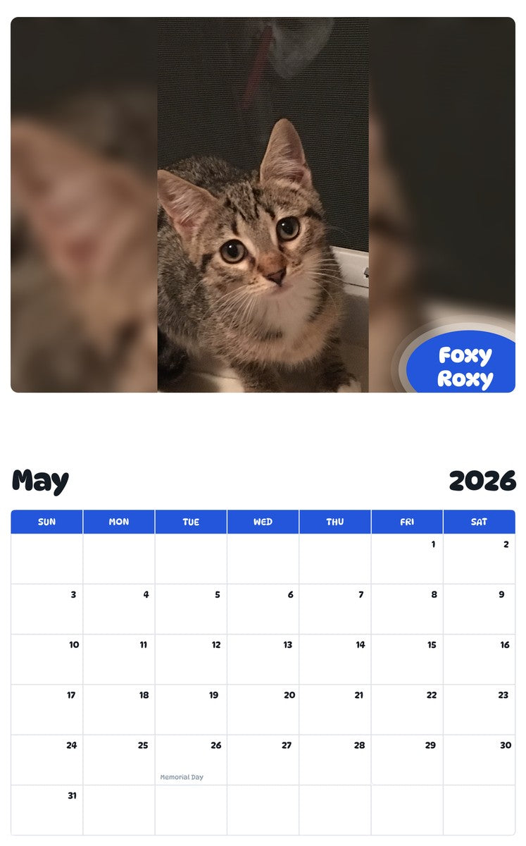 2026 - 2027 Foxy Roxy - Pawidols Pet Calendar