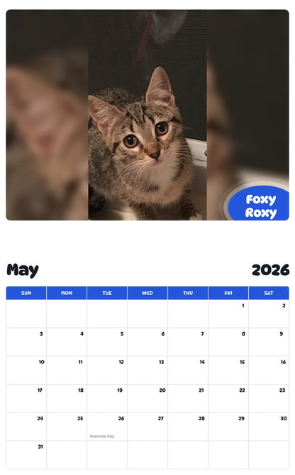 2026 - 2027 Foxy Roxy - Pawidols Pet Calendar