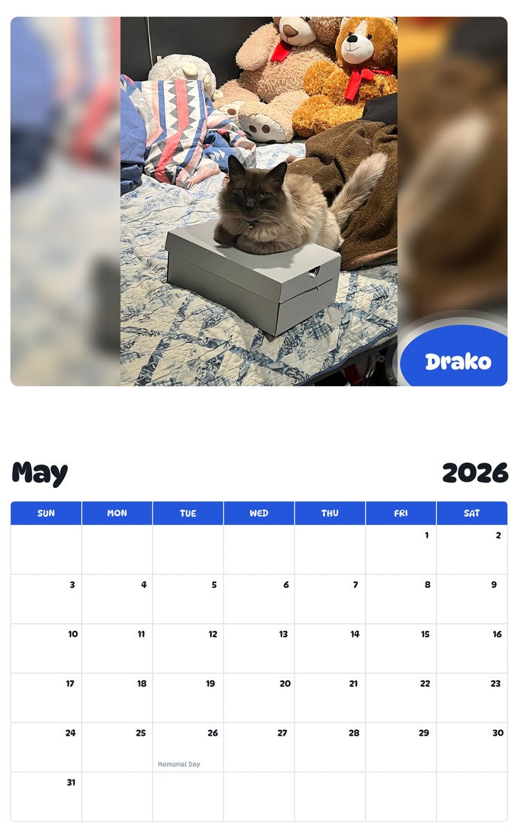 2026 - 2027 Drako - Pawidols Pet Calendar