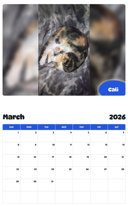 November 2025 - October 2026 Cali - Pawidols Pet Calendar