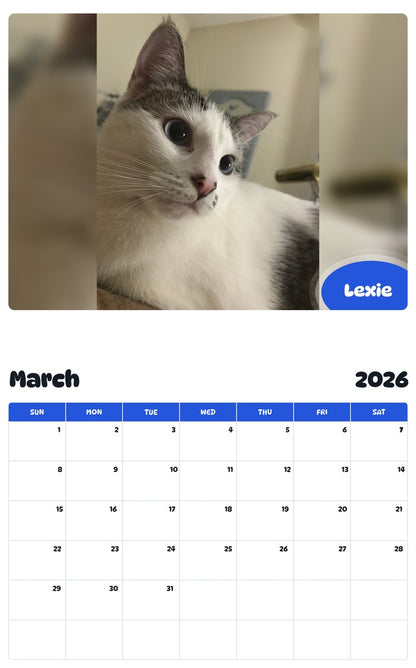 November 2025 - October 2026 Lexie - Pawidols Pet Calendar