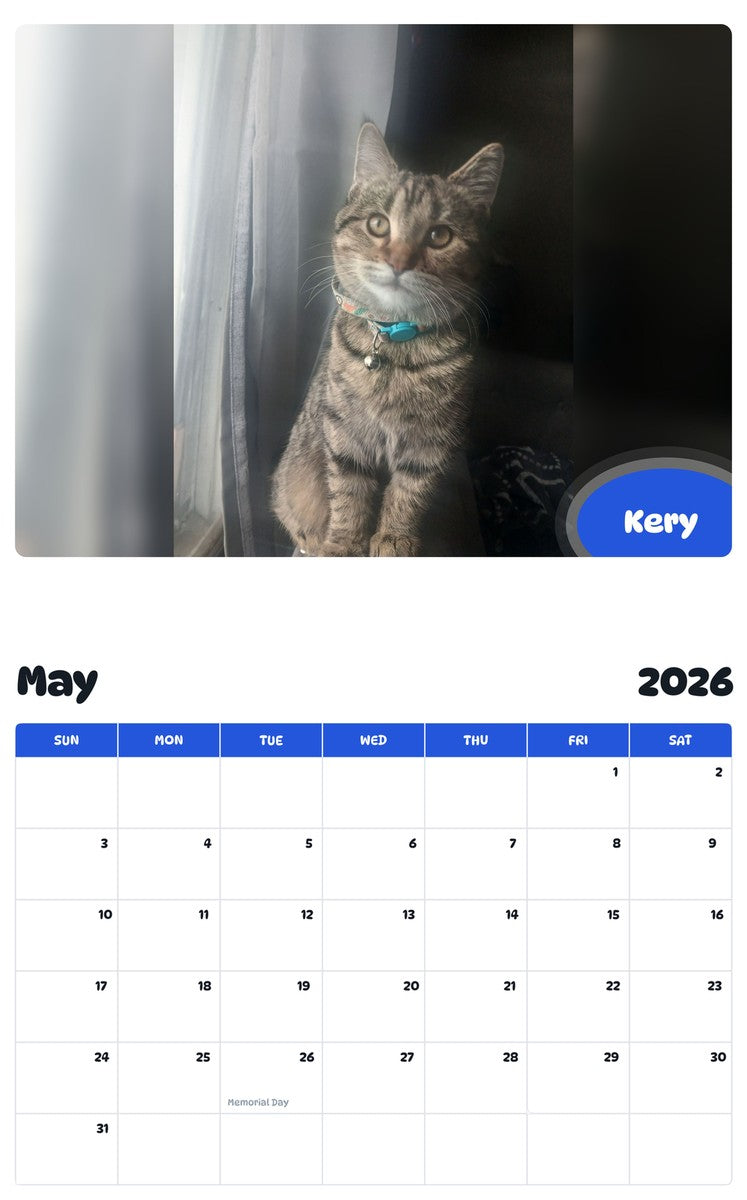 2026 - 2027 Kery - Pawidols Pet Calendar