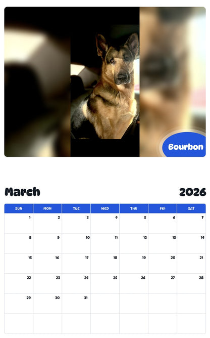 November 2025 - October 2026 Bourbon - Pawidols Pet Calendar