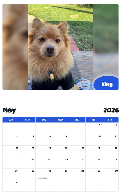2026 - 2027 King - Pawidols Pet Calendar