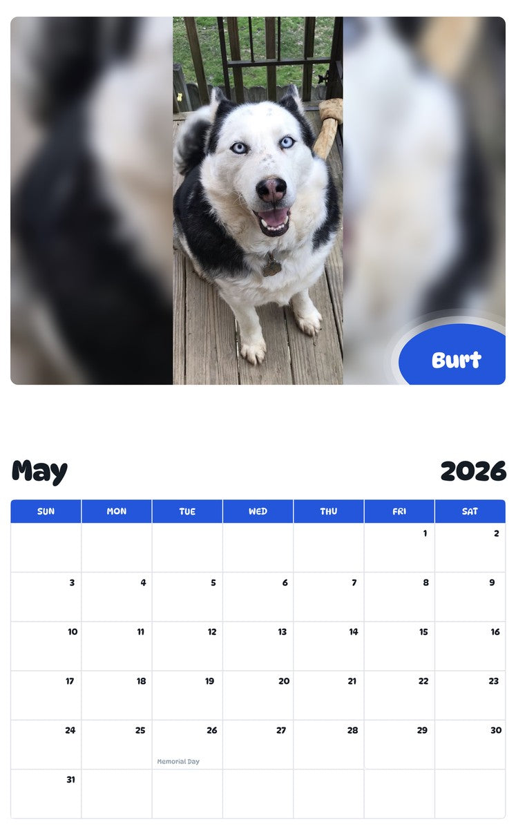 2026 - 2027 Burt - Pawidols Pet Calendar