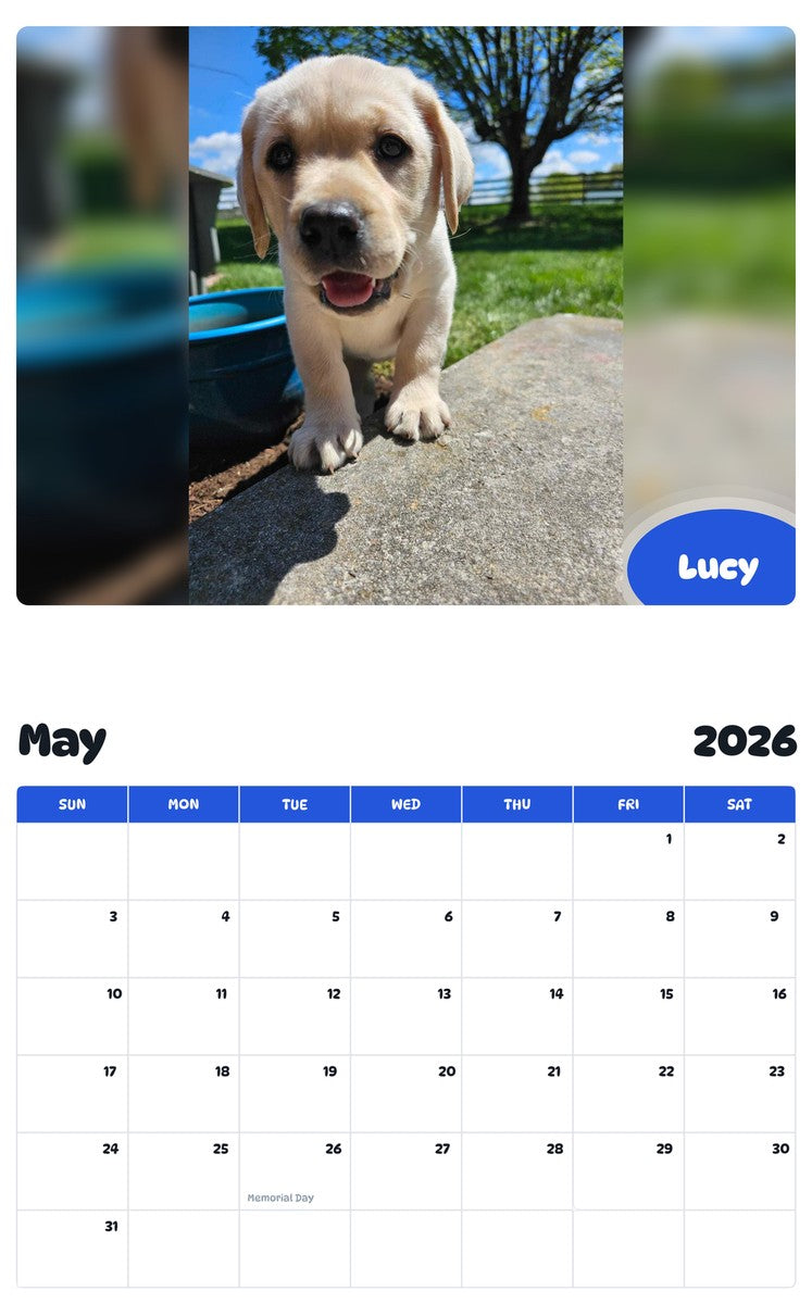 2026 - 2027 Lucy - Pawidols Pet Calendar
