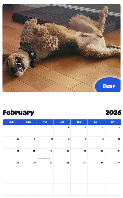 November 2025 - October 2026 Bear - Pawidols Pet Calendar