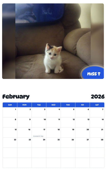 October 2025 - September 2026 MISS T - Pawidols Pet Calendar