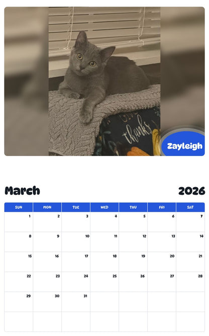 November 2025 - October 2026 Zayleigh - Pawidols Pet Calendar