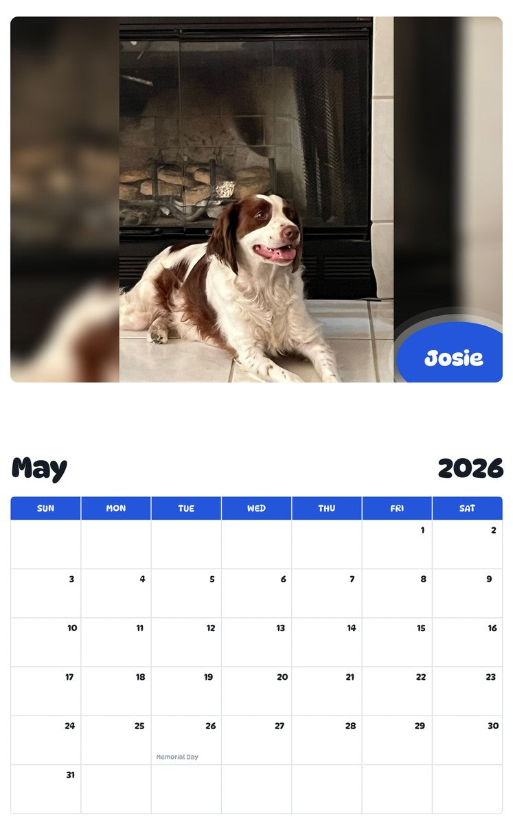 2026 - 2027 Josie - Pawidols Pet Calendar