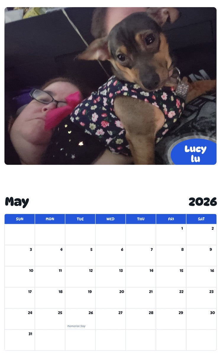 2026 - 2027 Lucy lu - Pawidols Pet Calendar