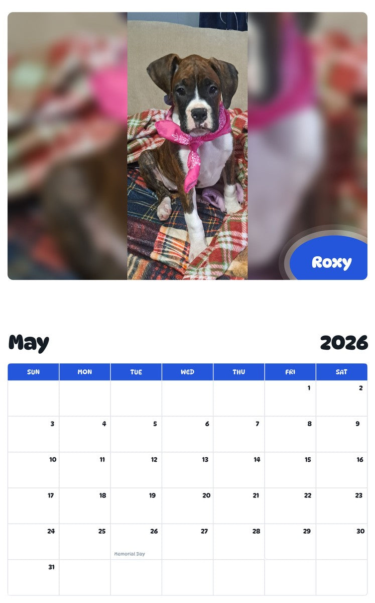 2026 - 2027 Roxy - Pawidols Pet Calendar