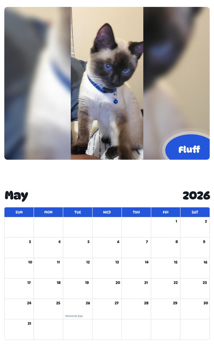 2026 - 2027 Fluff - Pawidols Pet Calendar