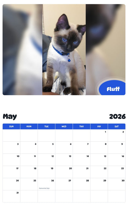 2026 - 2027 Fluff - Pawidols Pet Calendar