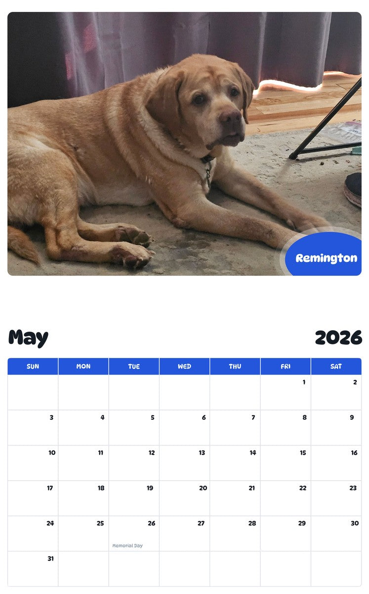 2026 - 2027 Remington - Pawidols Pet Calendar