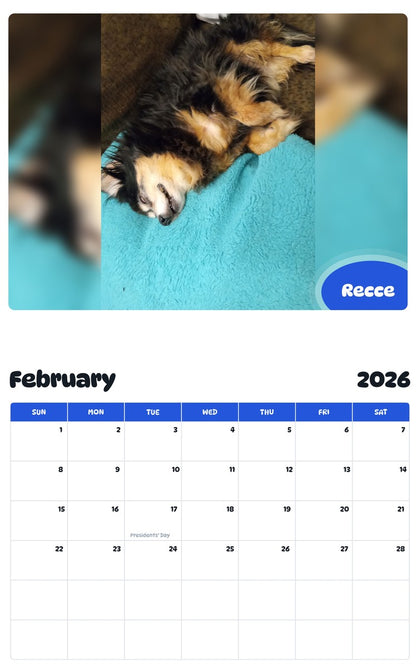 October 2025 - September 2026 Recce - Pawidols Pet Calendar