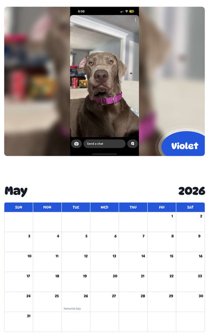 2026 - 2027 Violet - Pawidols Pet Calendar