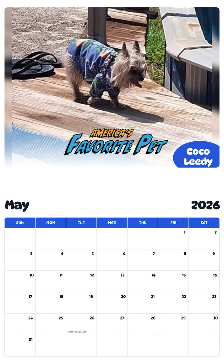 2026 - 2027 Coco Leedy - Pawidols Pet Calendar