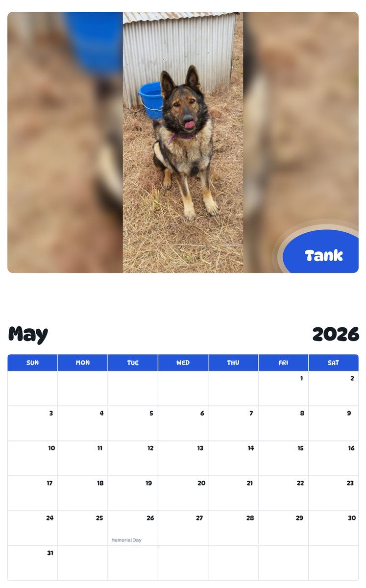 2026 - 2027 Tank - Pawidols Pet Calendar