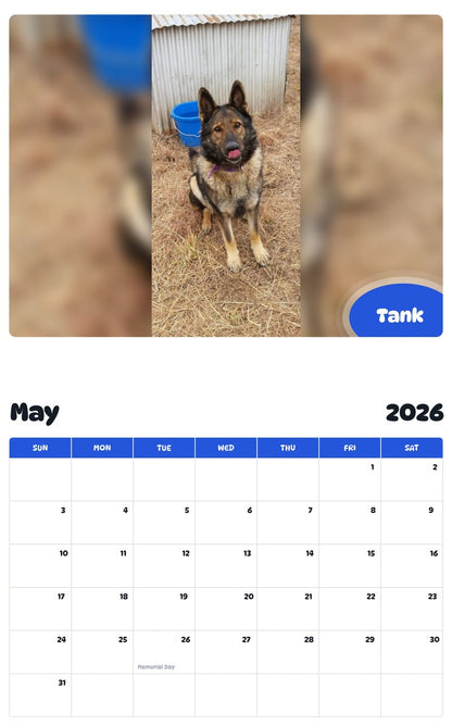 2026 - 2027 Tank - Pawidols Pet Calendar