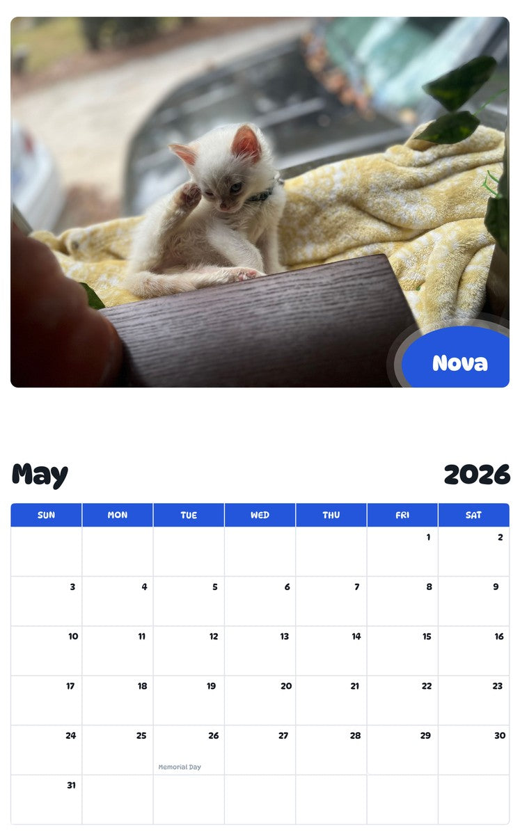 2026 - 2027 Nova - Pawidols Pet Calendar