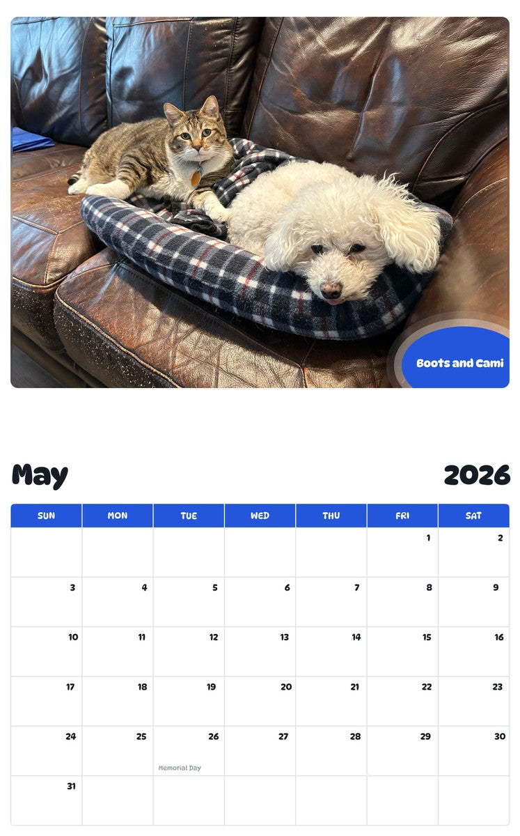 2026 - 2027 Boots and Cami - Pawidols Pet Calendar