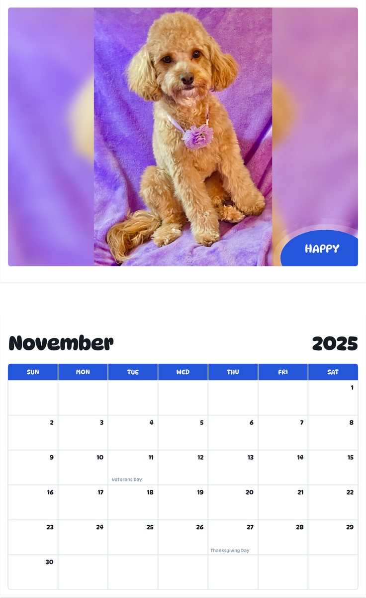 July 2025 - June 2026 Happy - Pawidols Pet Calendar