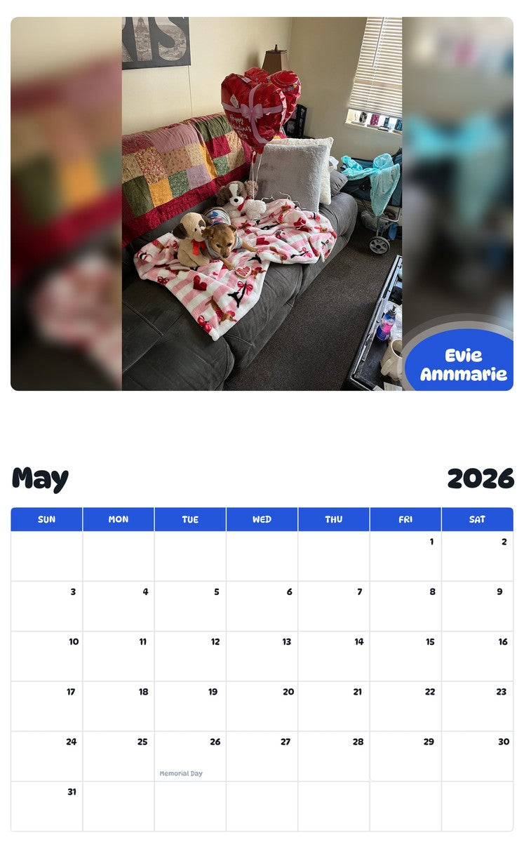 2026 - 2027 Evie Annmarie - Pawidols Pet Calendar