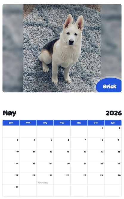 2026 - 2027 Brick - Pawidols Pet Calendar