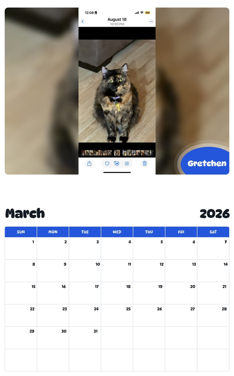 November 2025 - October 2026 Gretchen - Pawidols Pet Calendar