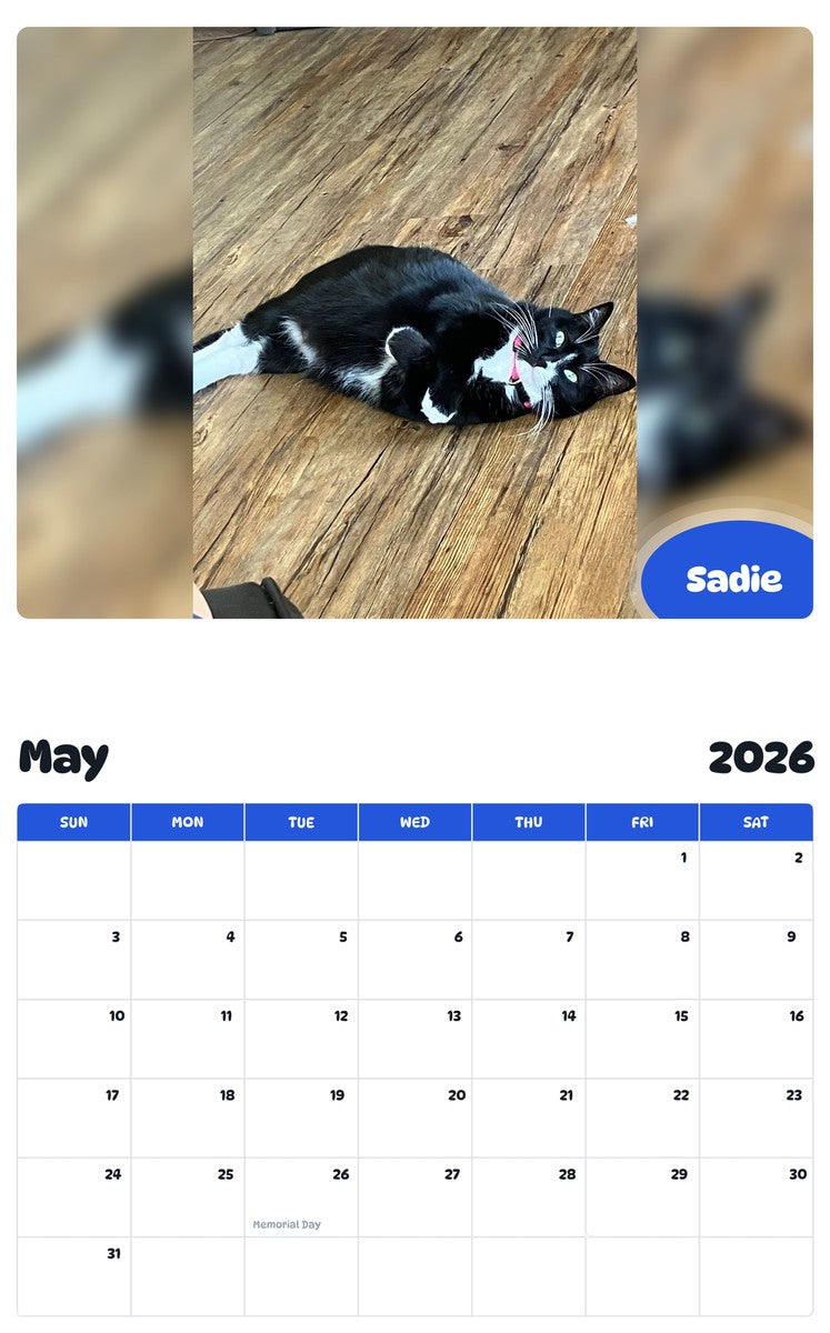 2026 - 2027 Sadie - Pawidols Pet Calendar