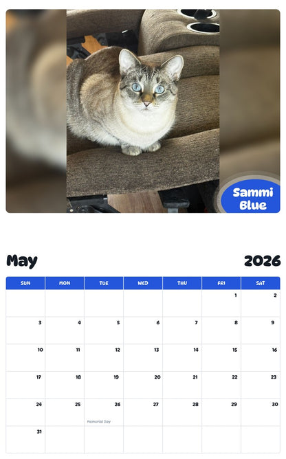 2026 - 2027 Sammi Blue - Pawidols Pet Calendar