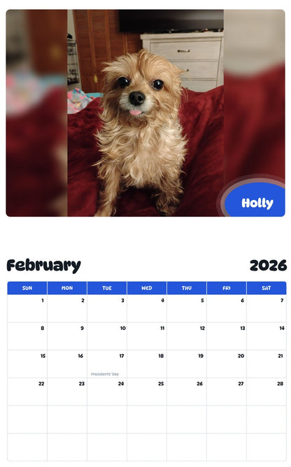 October 2025 - September 2026 Holly - Pawidols Pet Calendar