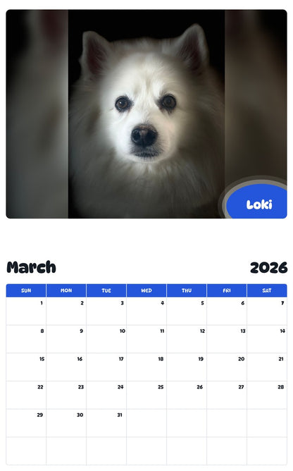 November 2025 - October 2026 Loki - Pawidols Pet Calendar