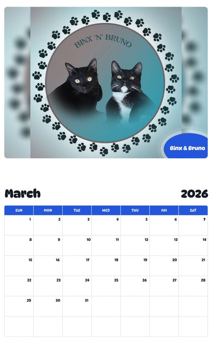 November 2025 - October 2026 Binx & Bruno - Pawidols Pet Calendar