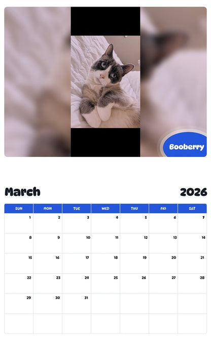 November 2025 - October 2026 Booberry - Pawidols Pet Calendar