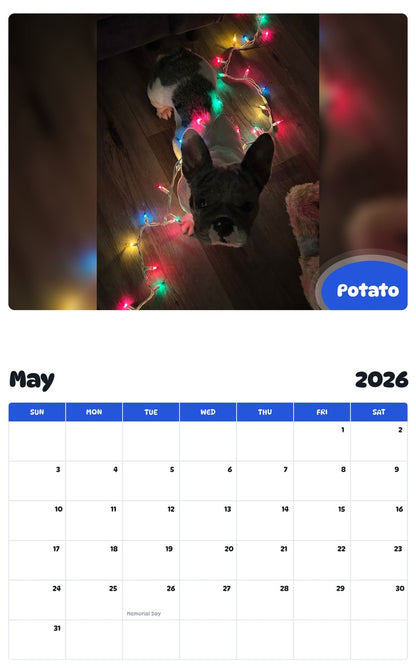 2026 - 2027 Potato - Pawidols Pet Calendar