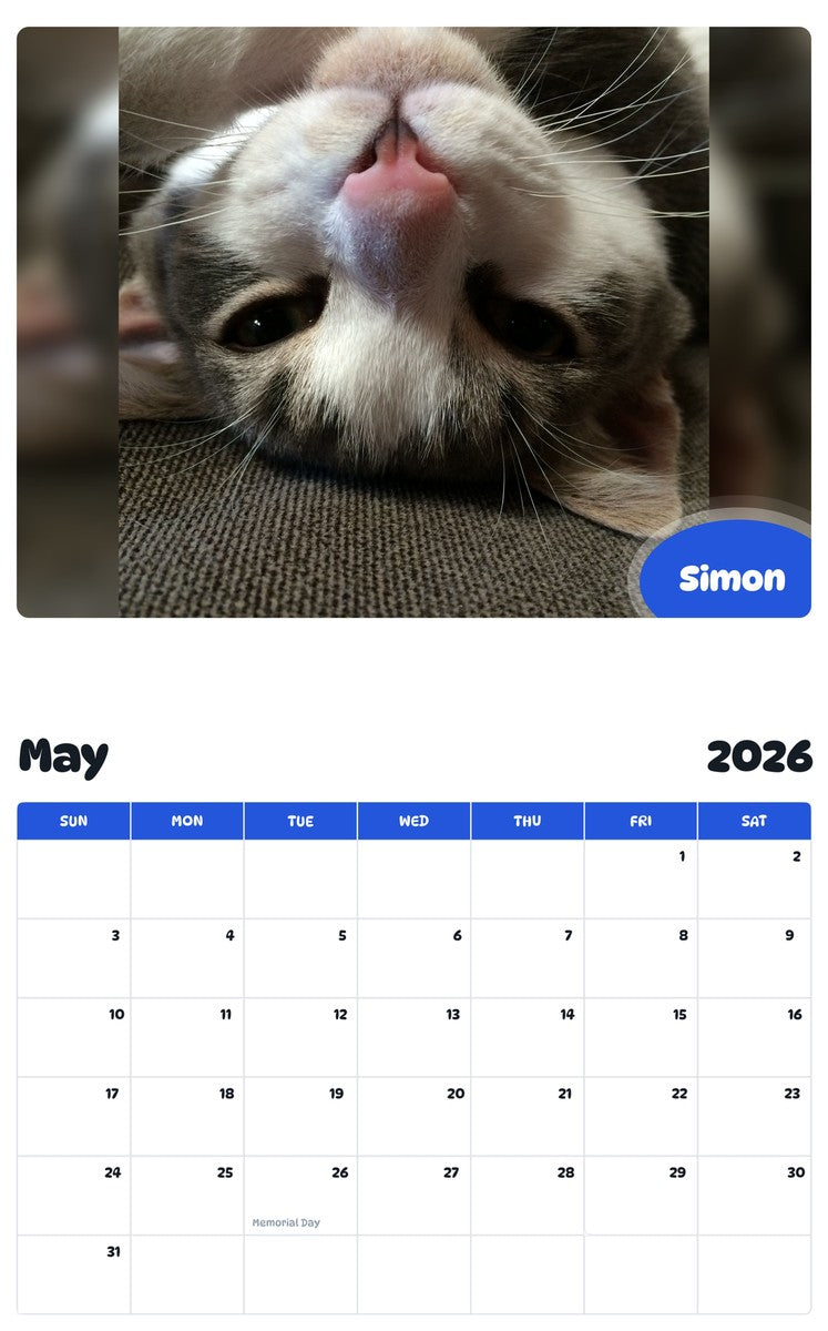 2026 - 2027 Simon - Pawidols Pet Calendar