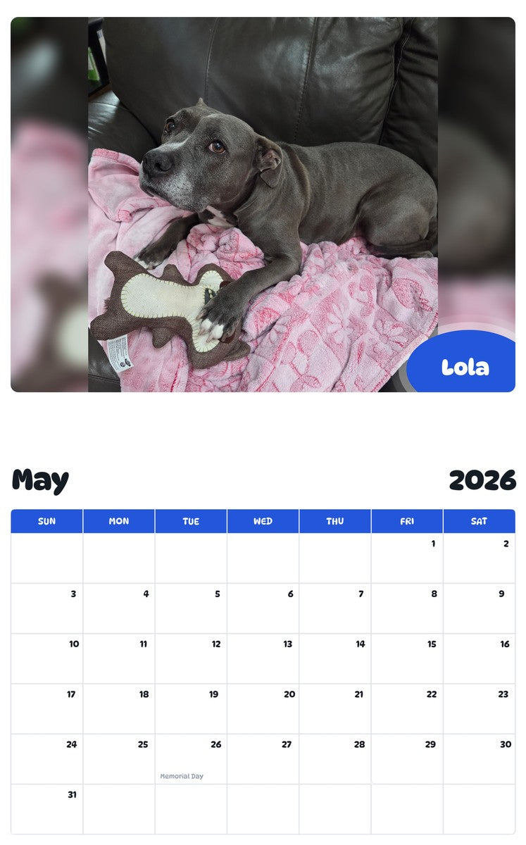 2026 - 2027 Lola - Pawidols Pet Calendar