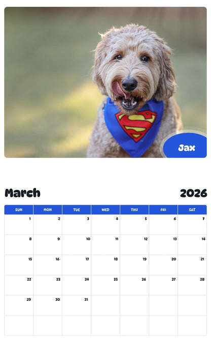 November 2025 - October 2026 Jax - Pawidols Pet Calendar