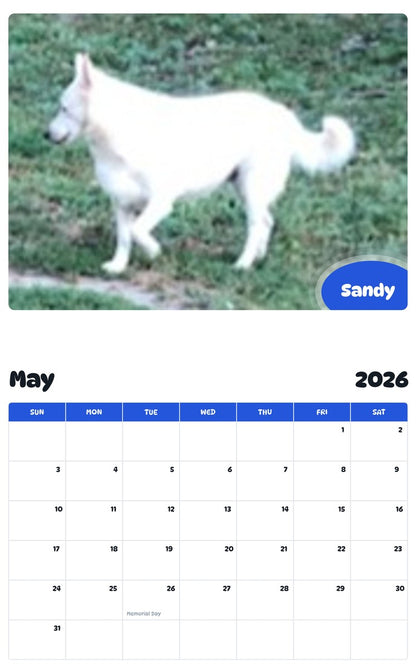 2026 - 2027 Sandy - Pawidols Pet Calendar