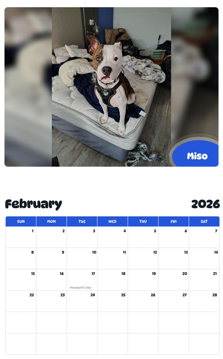 October 2025 - September 2026 Miso - Pawidols Pet Calendar