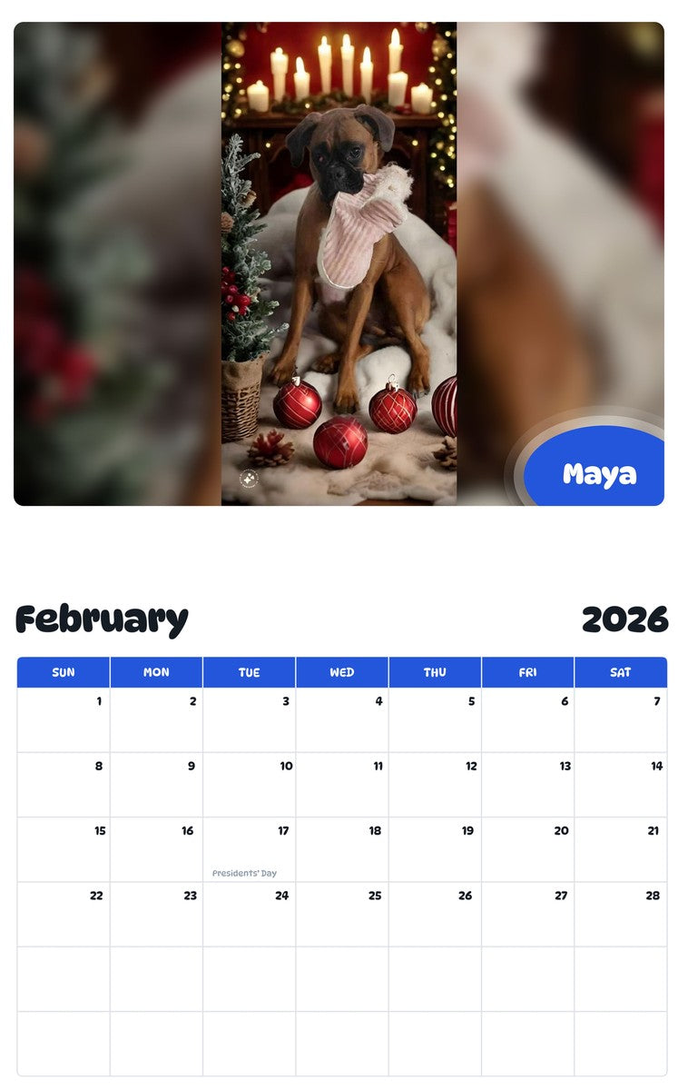 October 2025 - September 2026 Maya - Pawidols Pet Calendar